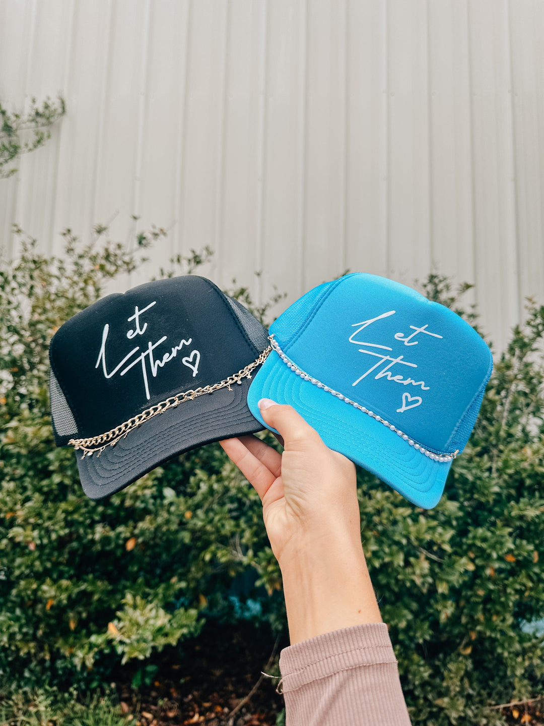 Let Them Neon BLUE Trucker Hat Set - CHAIN INCLUDED