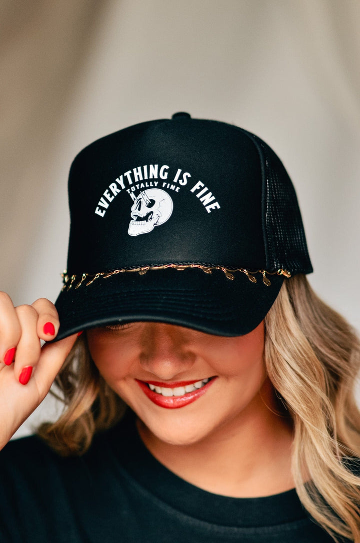 Everything Fine Black Trucker Hat