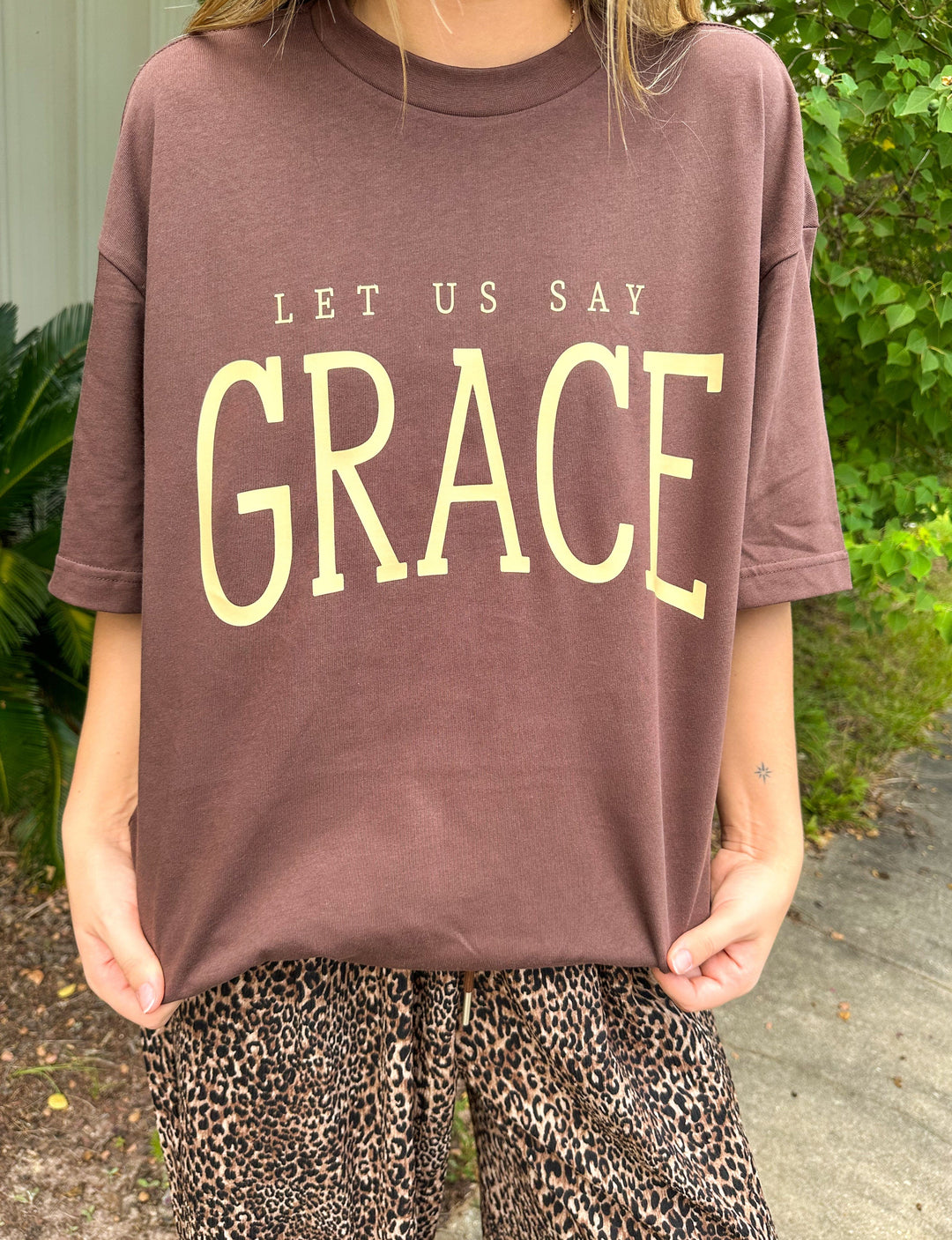 Let Us Say Grace Mock Neck Tee