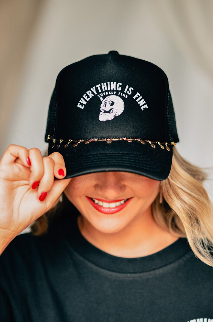Everything Fine Black Trucker Hat
