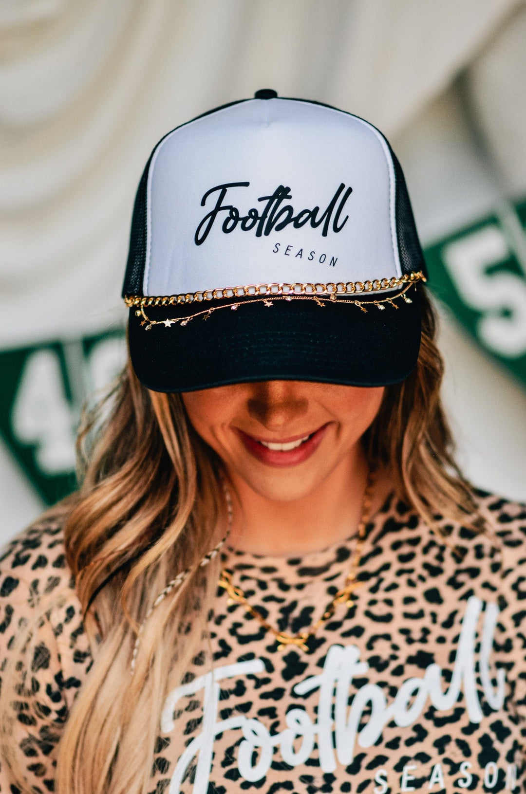 Football Season Black and White Trucker Hat