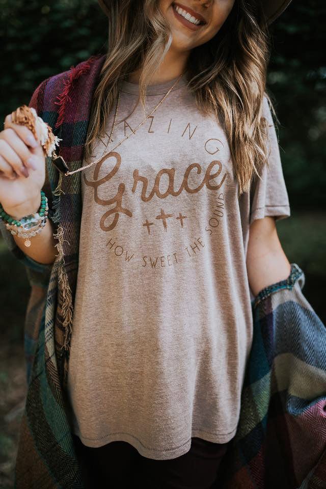 Amazing Grace Solid Tan Tee