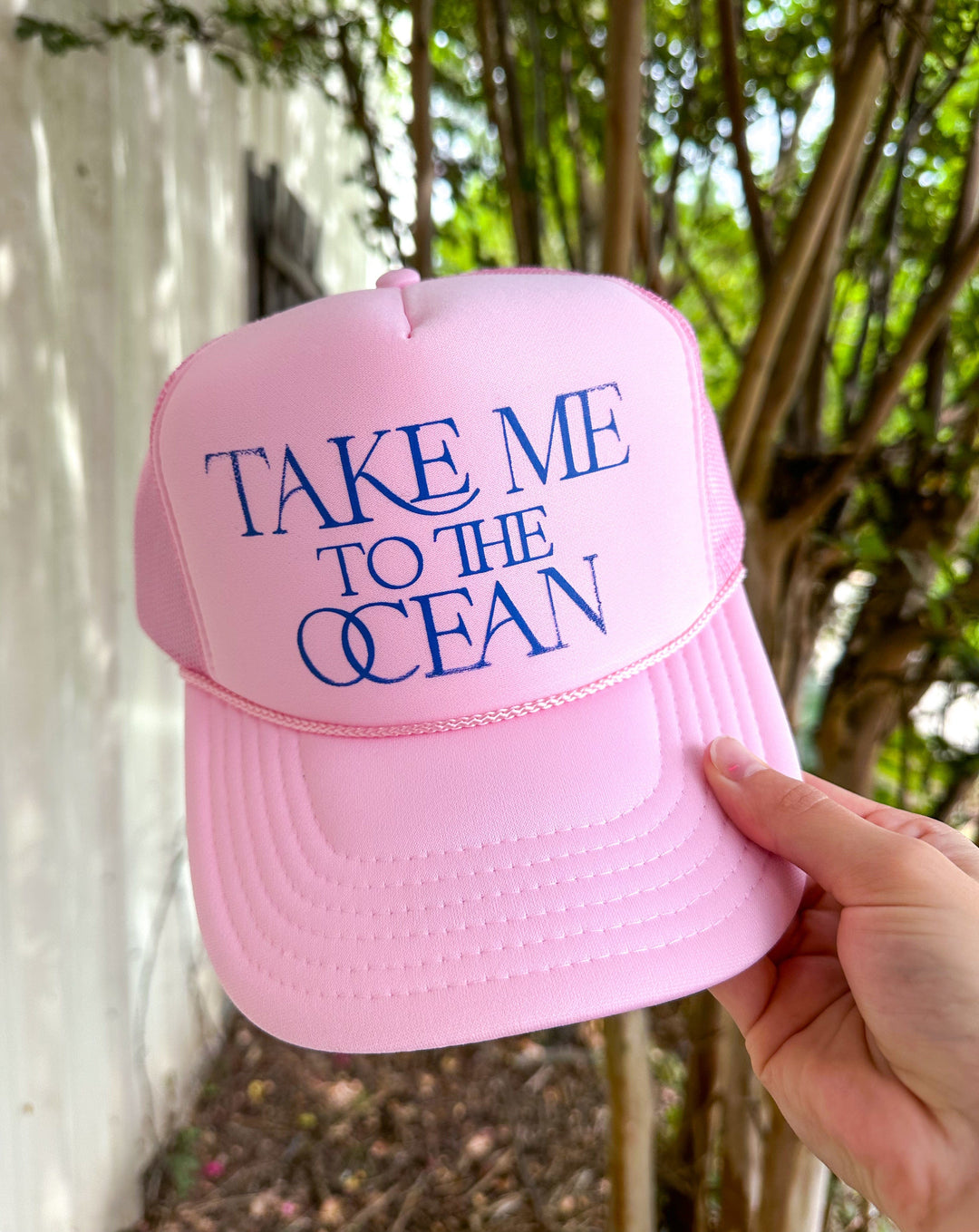 Take Me To The Ocean Pink Trucker Hat