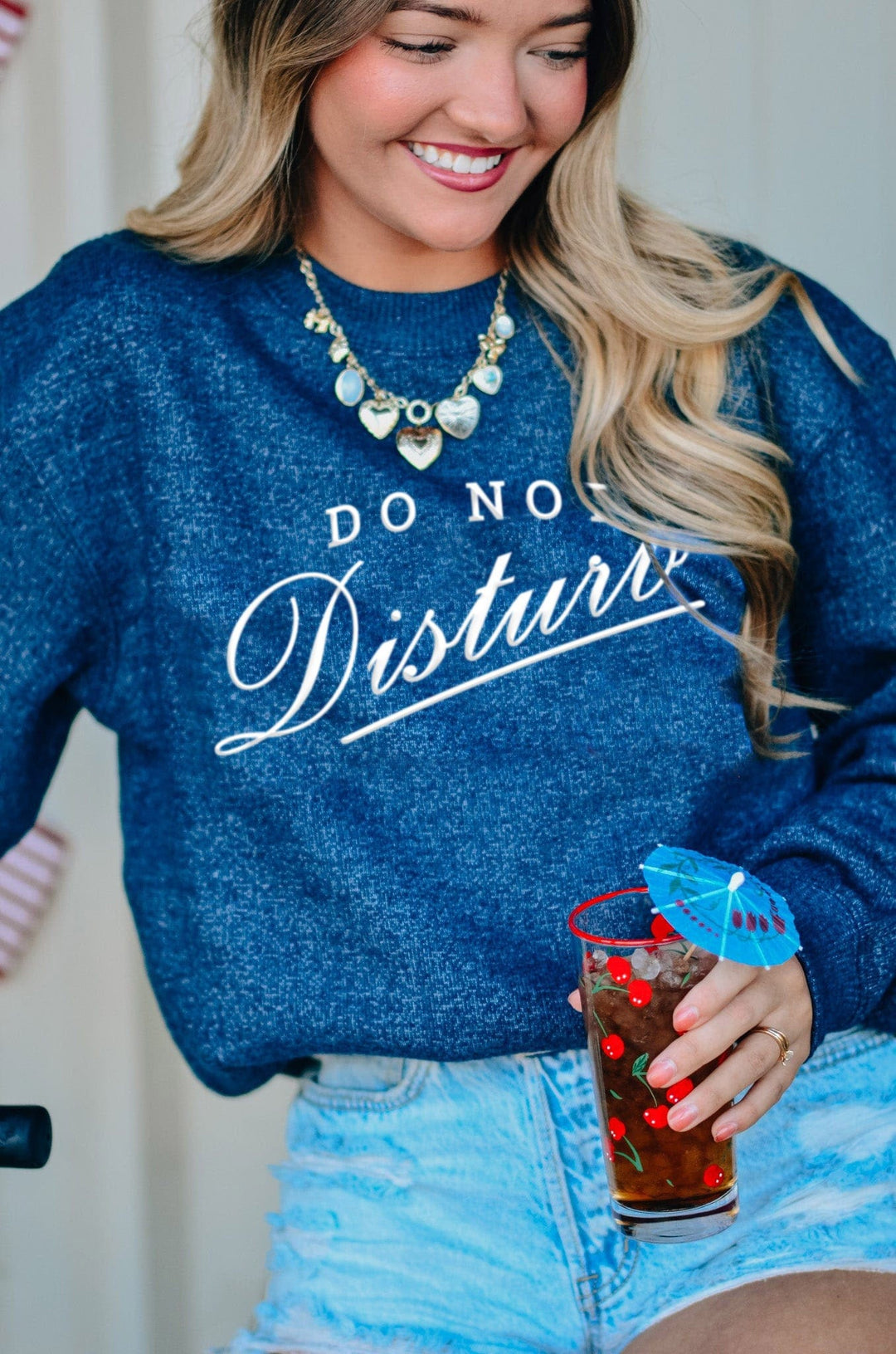 Do Not Disturb Navy Knit Sweater