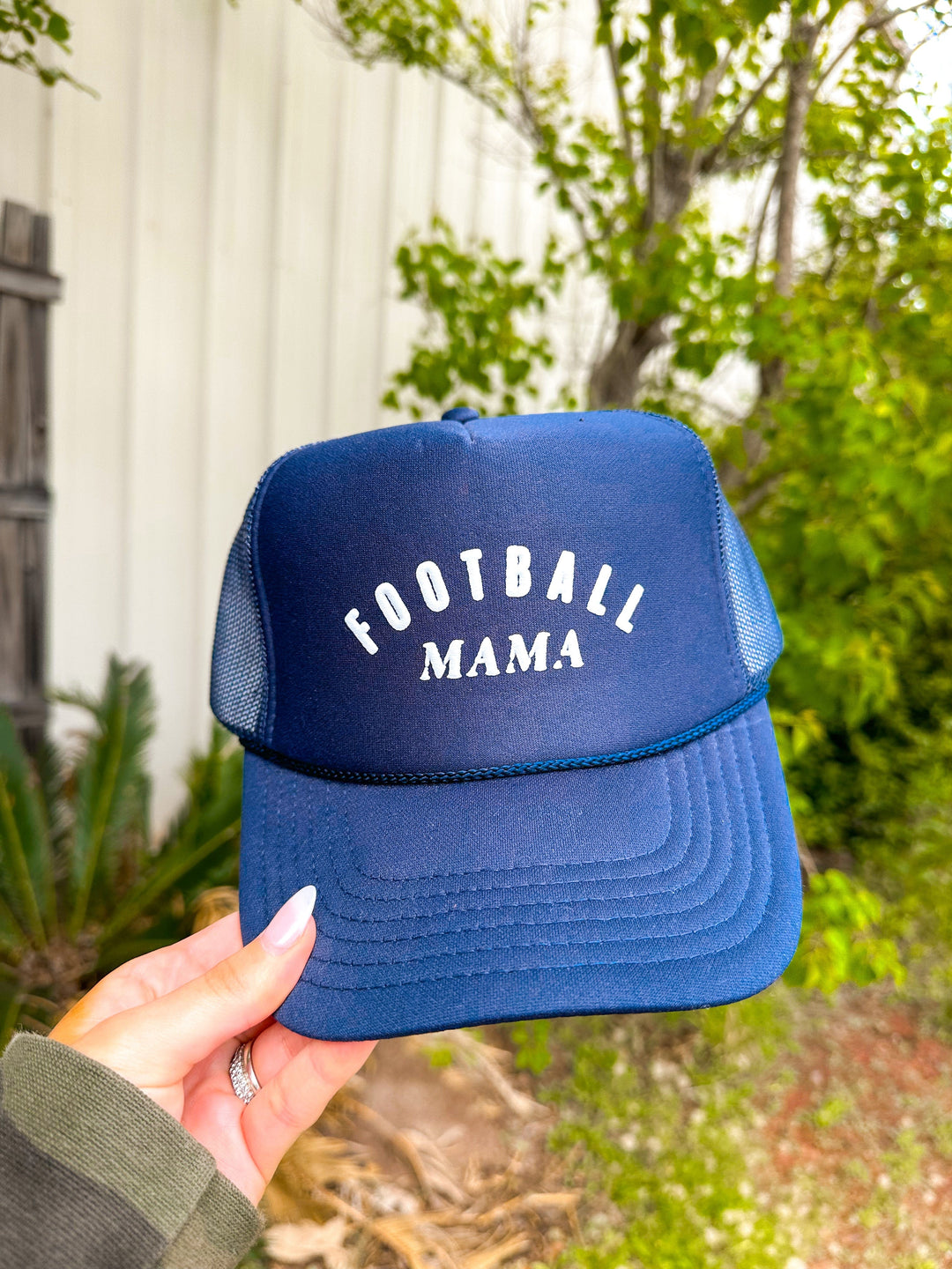 Football Mama Navy Trucker Hat