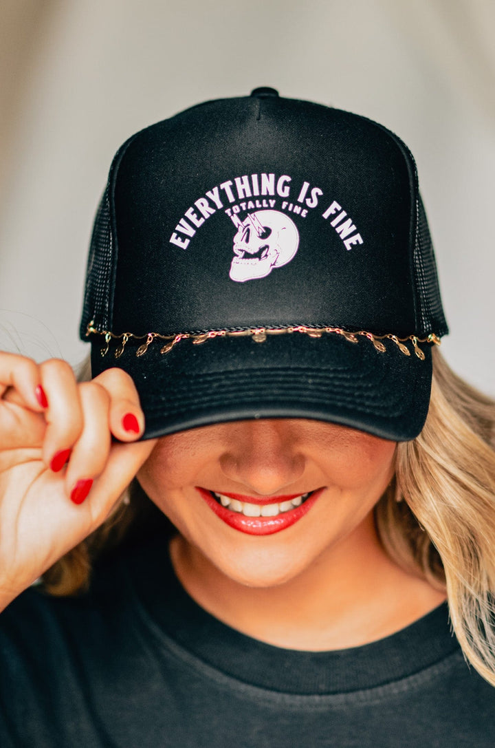 Everything Fine Black Trucker Hat