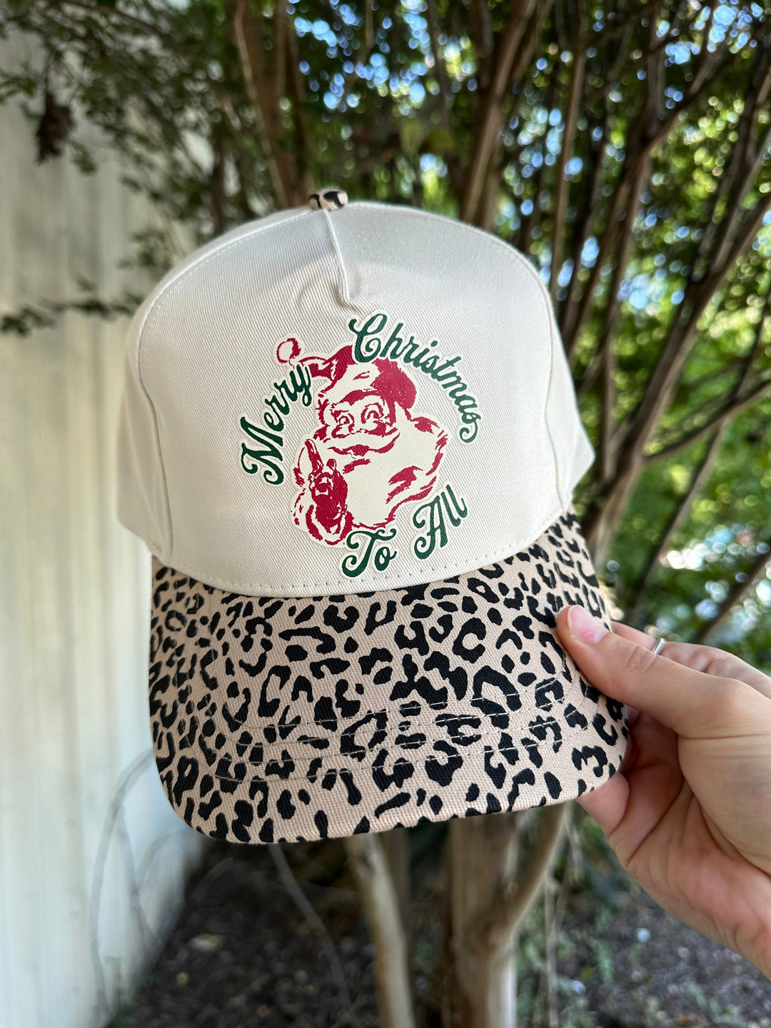 Vintage Santa Leopard Canvas Trucker Hat
