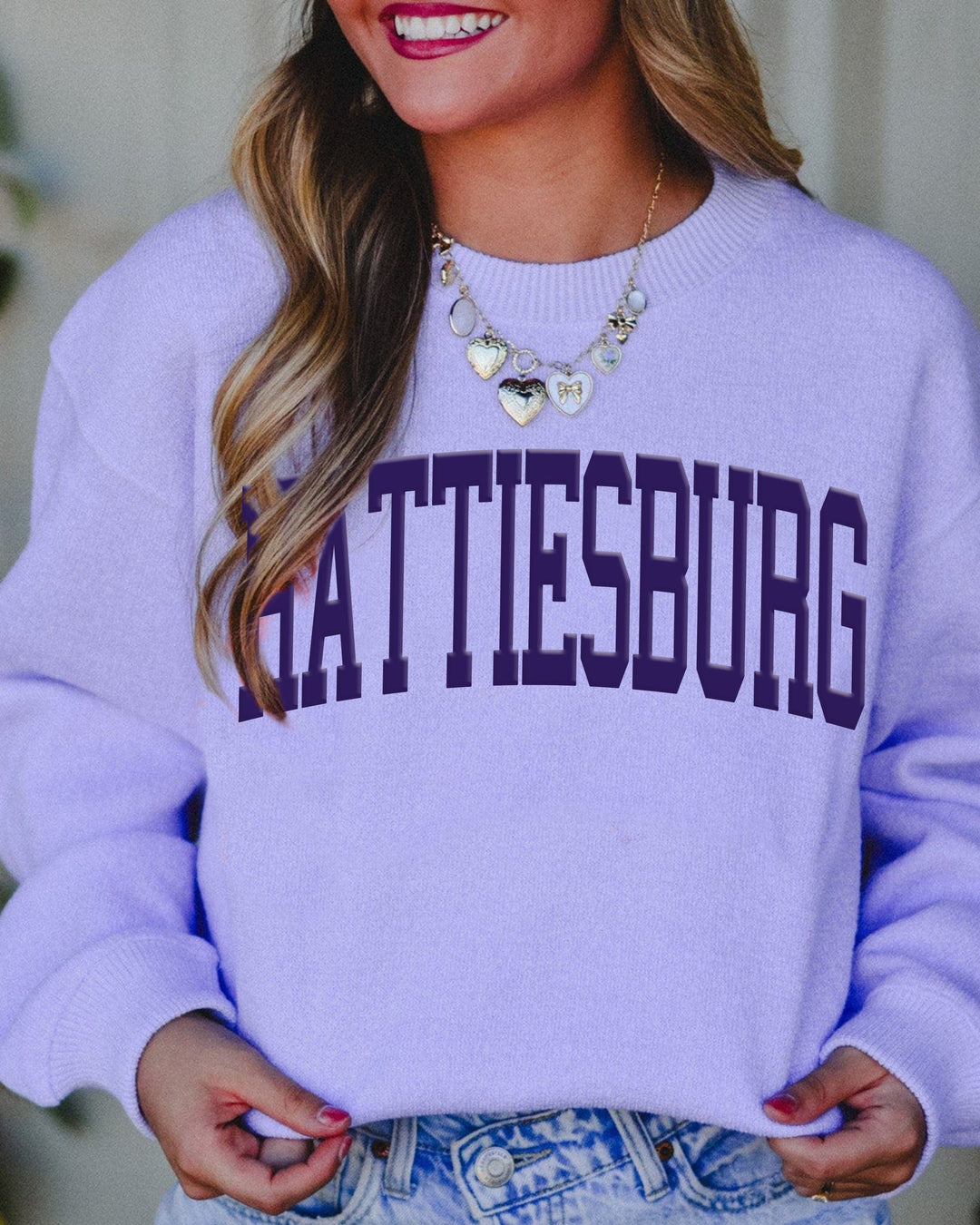 Hattiesburg Lavender Knit Sweatshirt