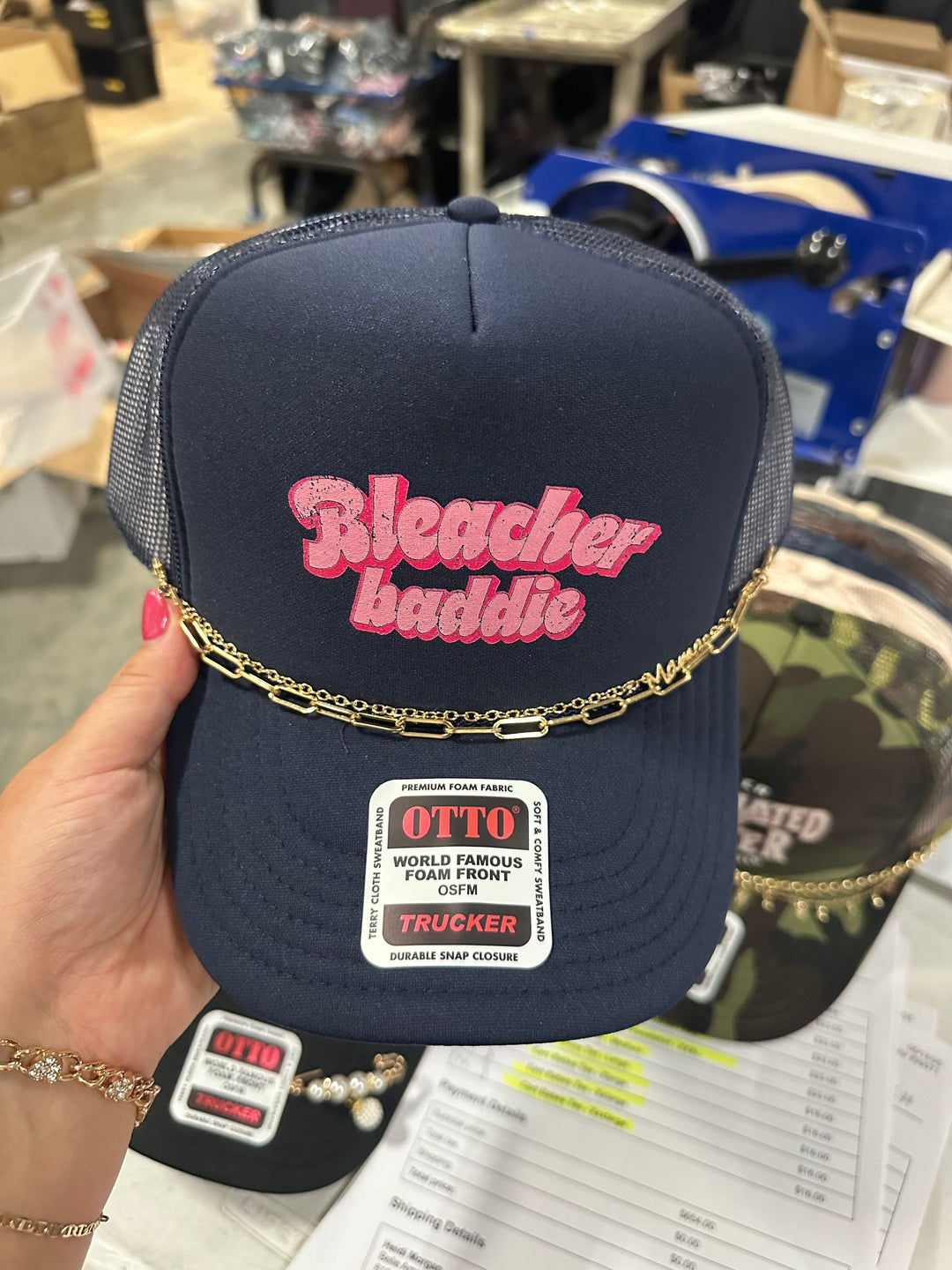 Bleacher Baddie Trucker Hat - WITH CHAIN