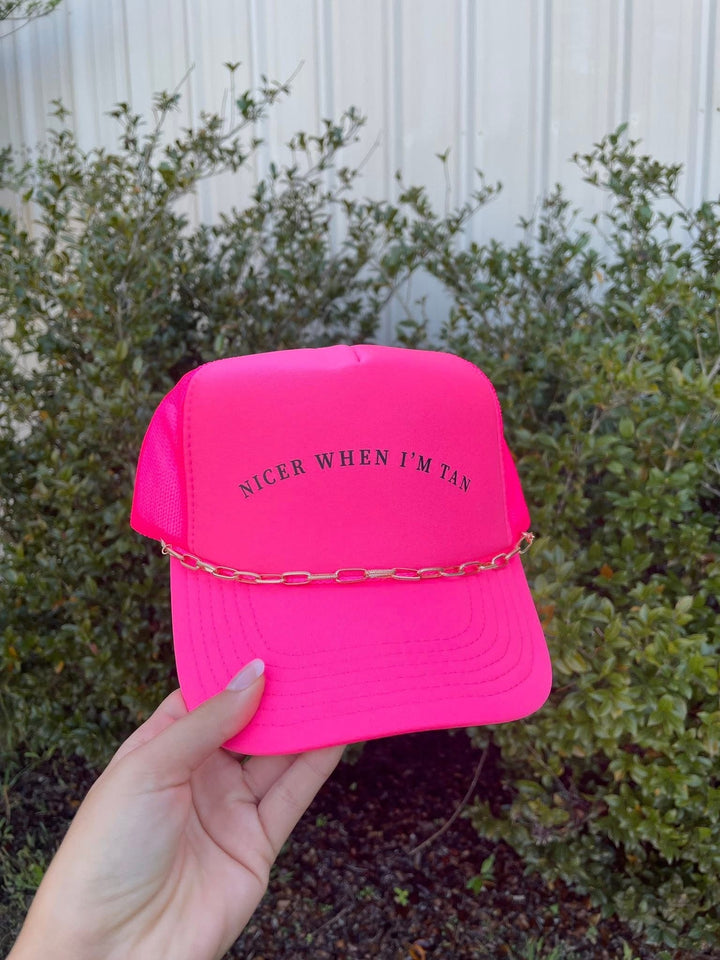 Nicer When I'm Tan Hot Pink Trucker Hat