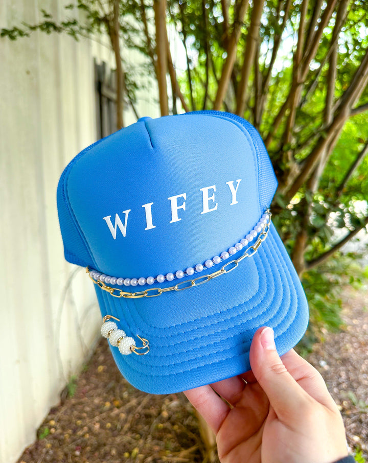 Something Blue WIFEY Columbia Blue Trucker Hat