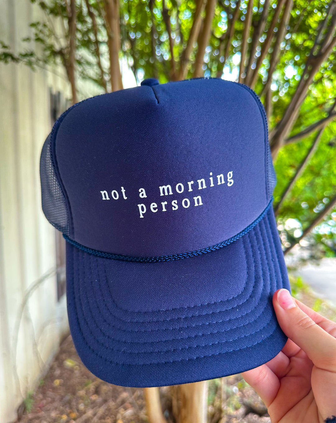 Not A Morning Person Navy Trucker Hat