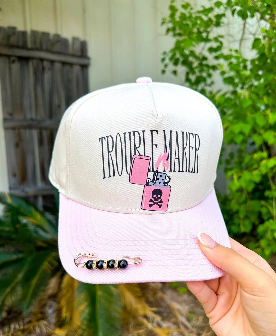 Trouble Maker Light Pink/White Trucker Hat