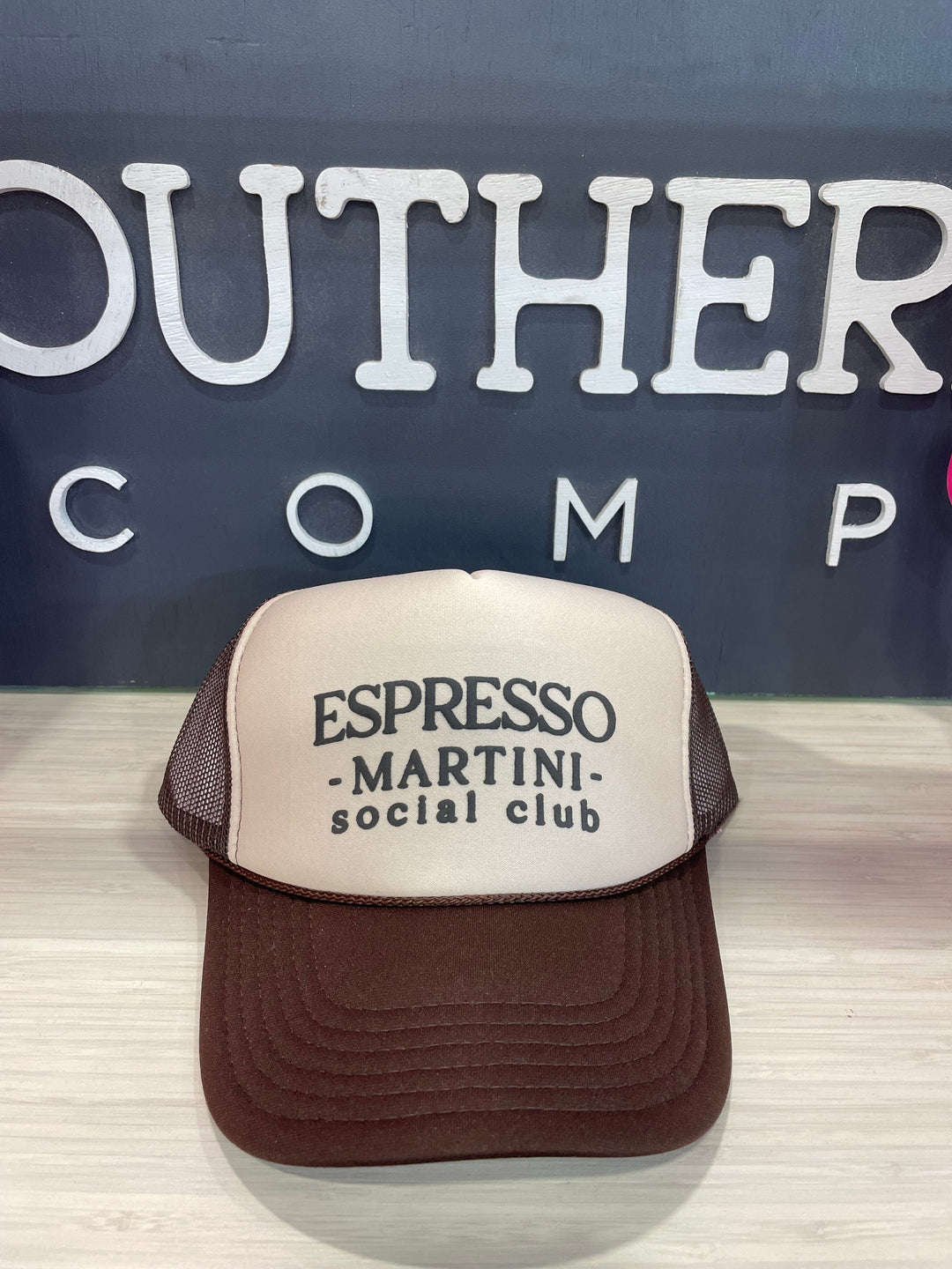 Espresso Martini Social Club Tan Brown Trucker Hat