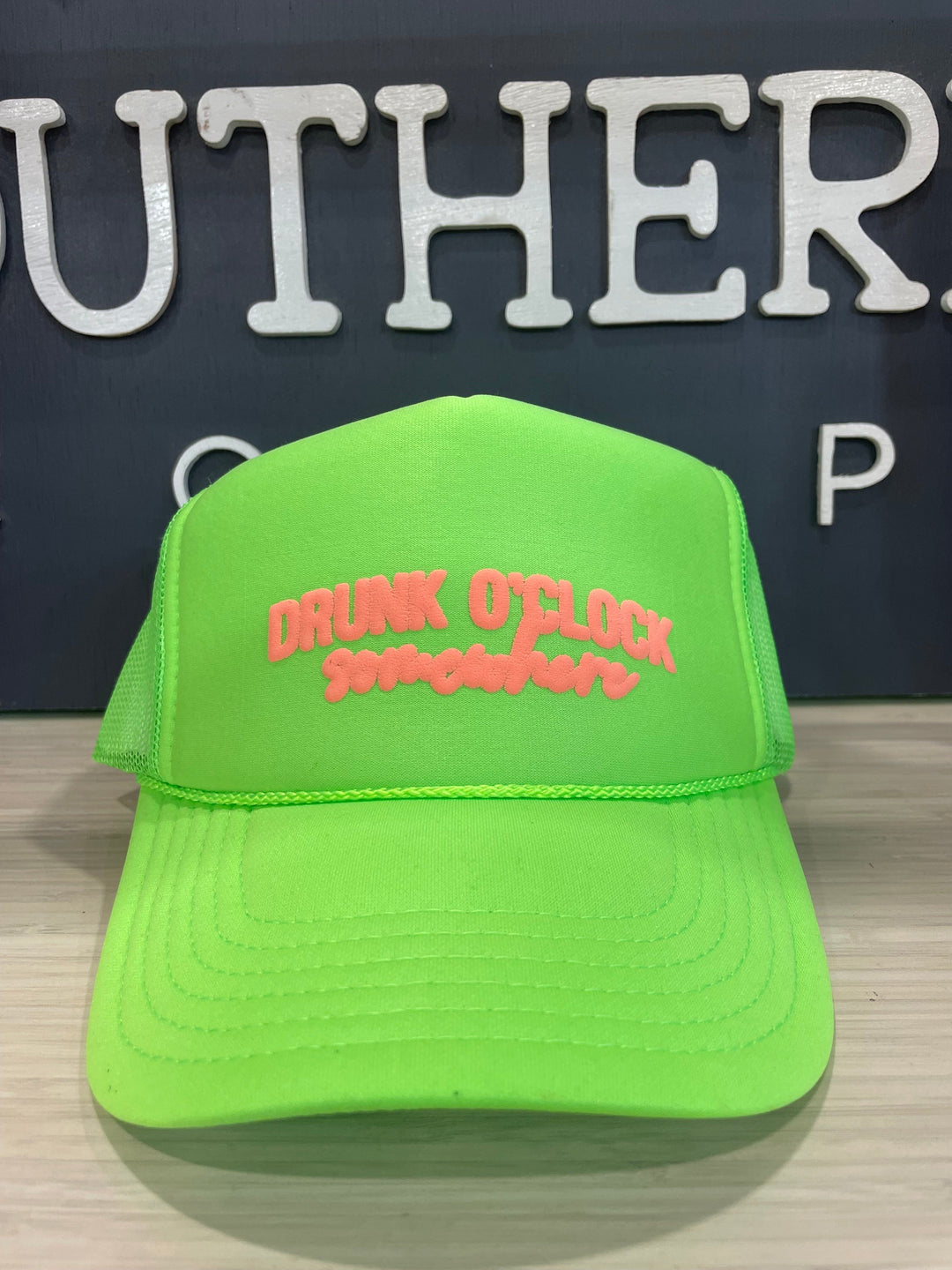 Drunk O Clock Somewhere Lime Trucker Hat