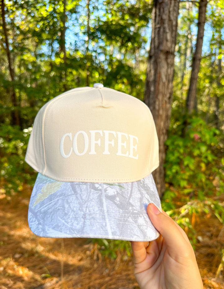 COFFEE Cream/Camo Canvas Trucker