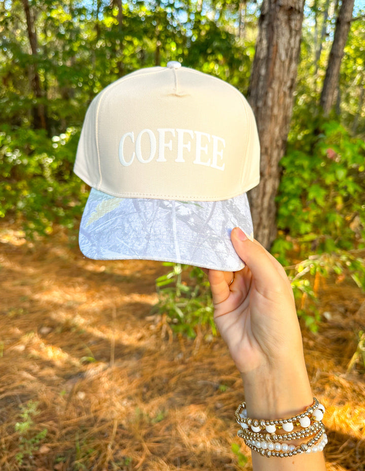 COFFEE Cream/Camo Canvas Trucker