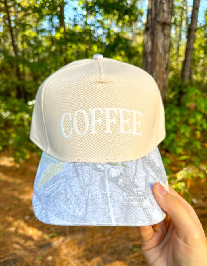 COFFEE Cream/Camo Canvas Trucker