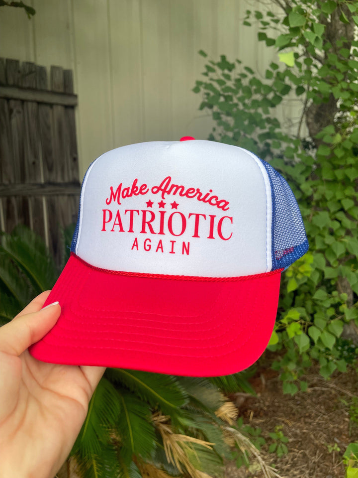 Make America Patriotic Again Red Blue White Trucker Hat