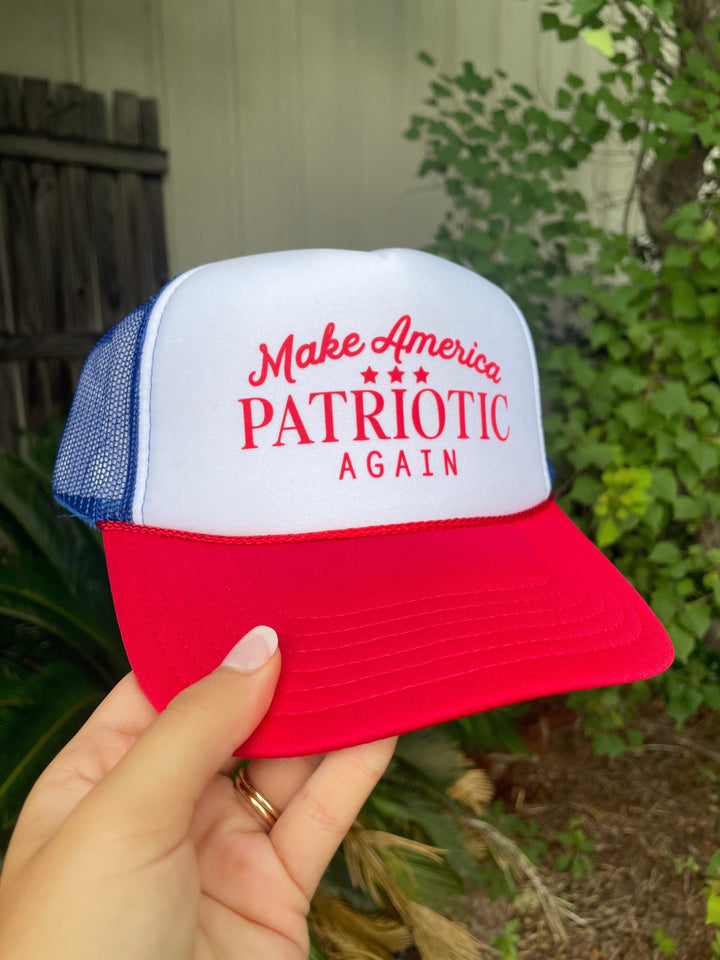 Make America Patriotic Again Red Blue White Trucker Hat
