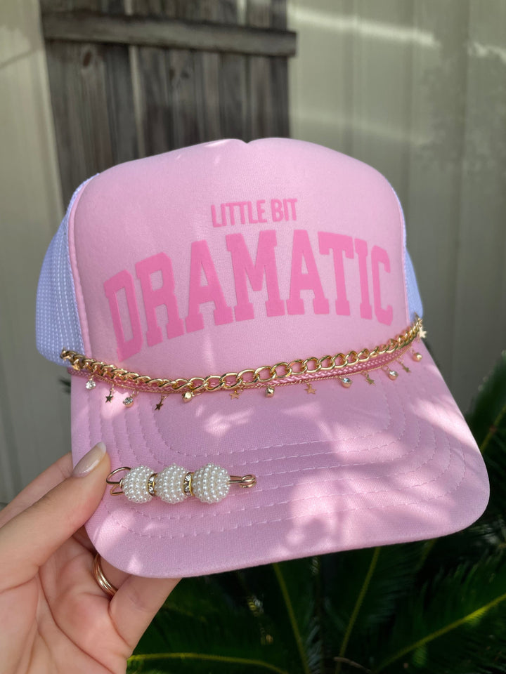Little Bit Dramatic Light Pink & White Trucker