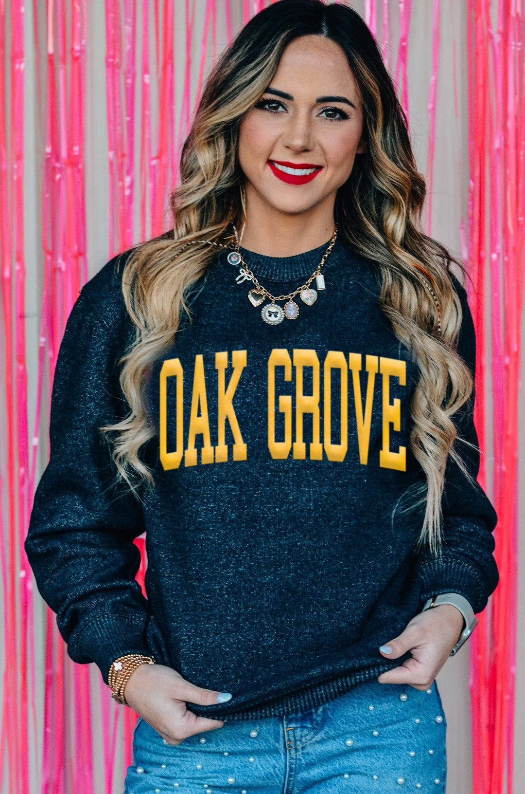 Oak Grove Black Knit Sweatshirt