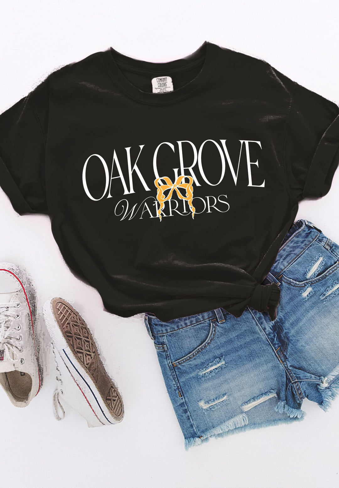Oak Grove Bow BLACK Comfort Colors Tee YOUTH