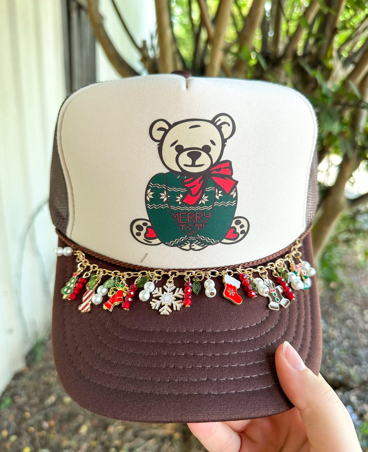 Christmas Teddy Bear Tan & Brown Trucker