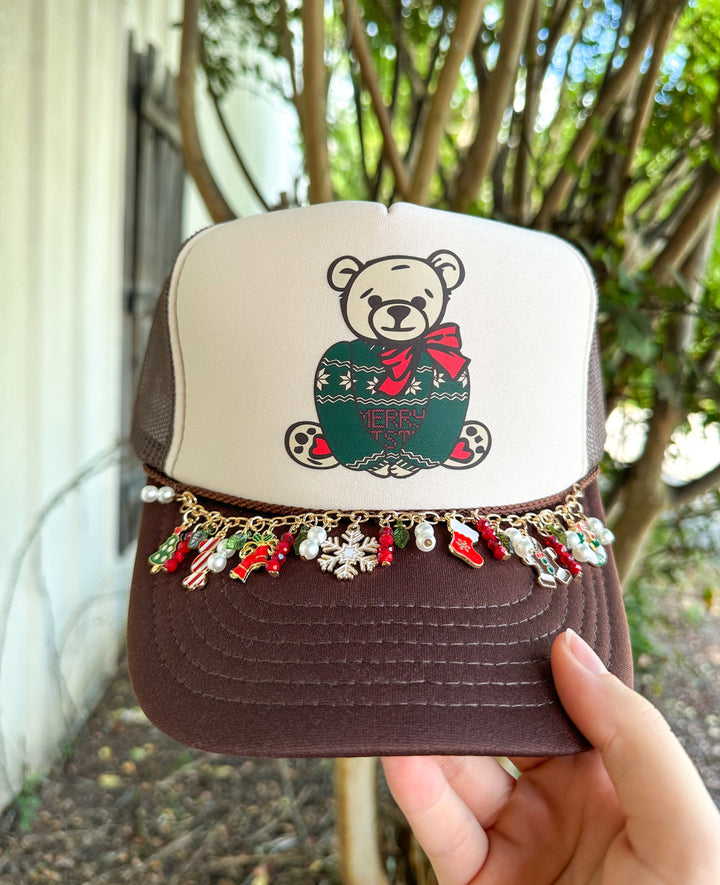 Christmas Teddy Bear Tan & Brown Trucker