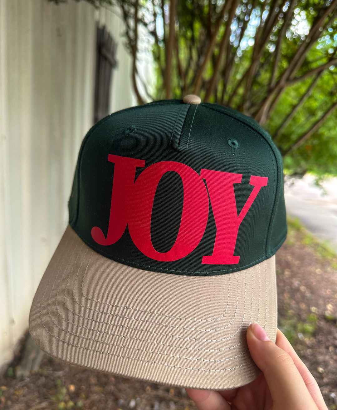 JOY Dark Green/Tan Canvas Trucker Hat