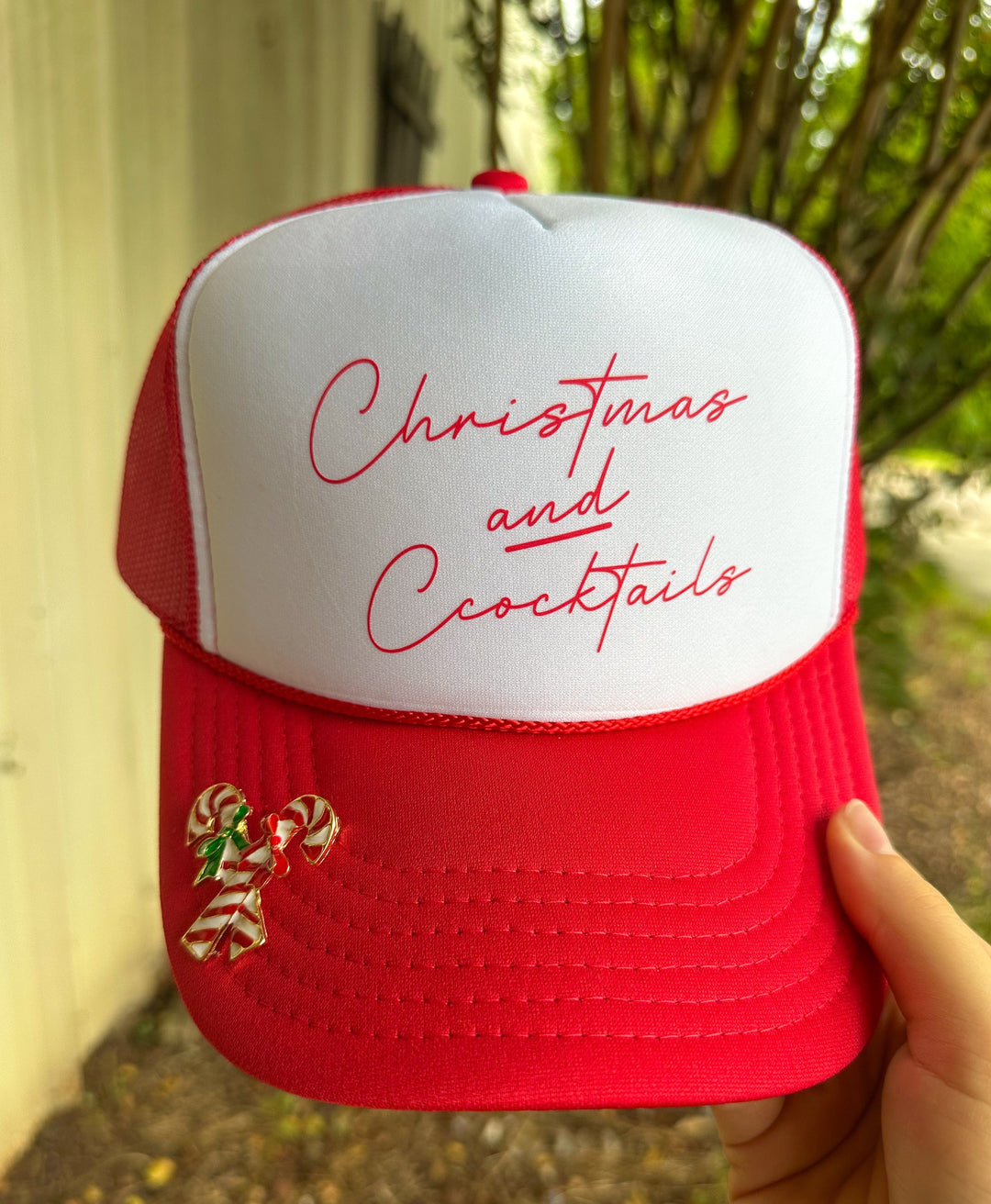 Christmas And Cocktails Red/White Trucker