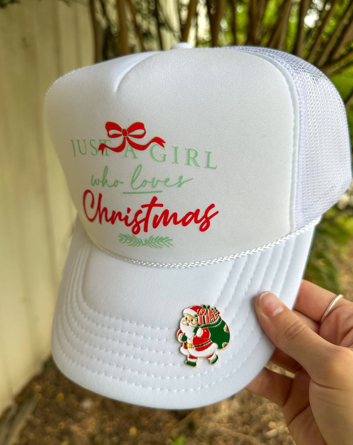 Just A Girl Who Loves Christmas White Trucker