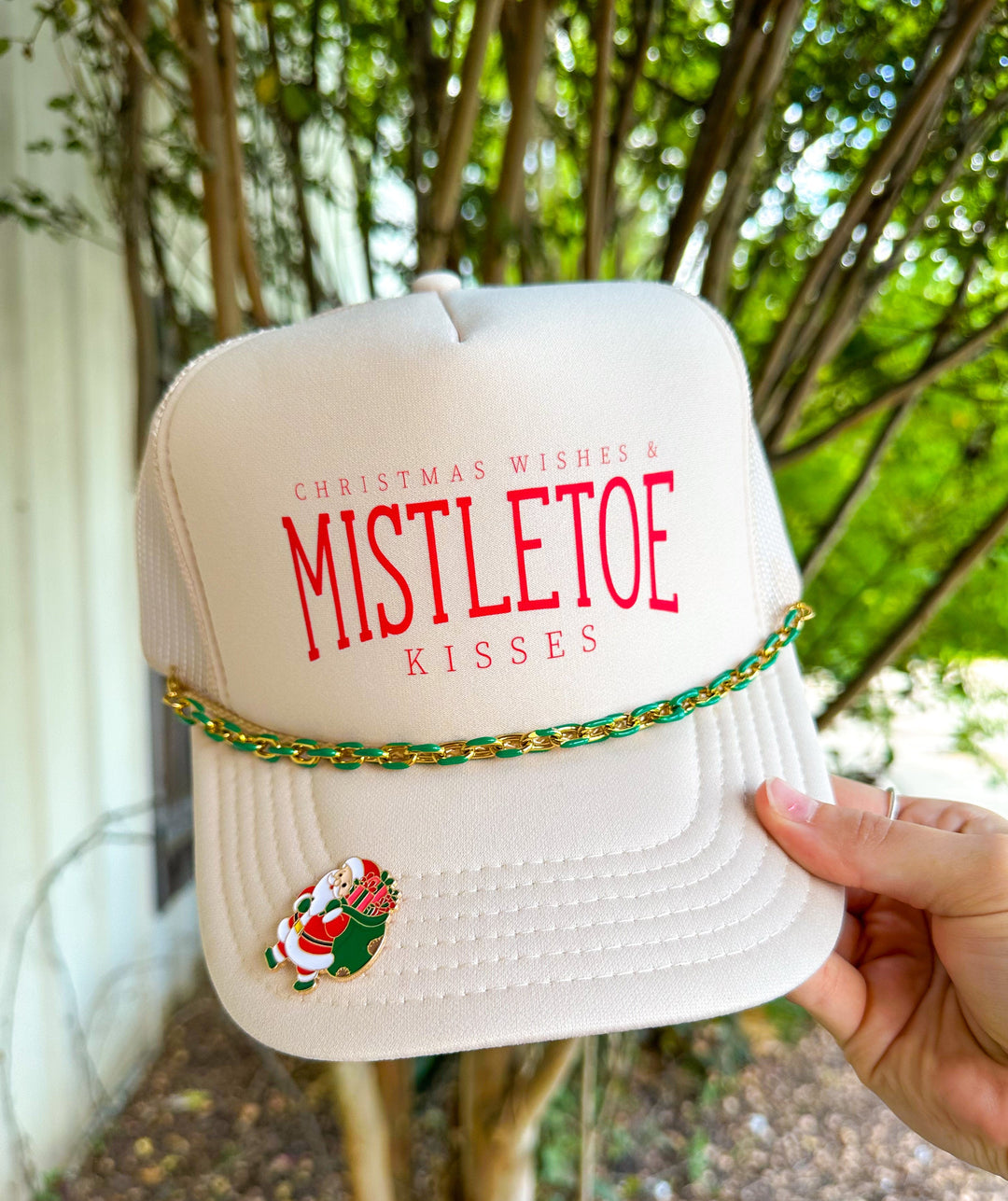 Christmas Wishes & Mistletoe Kisses Cream Trucker