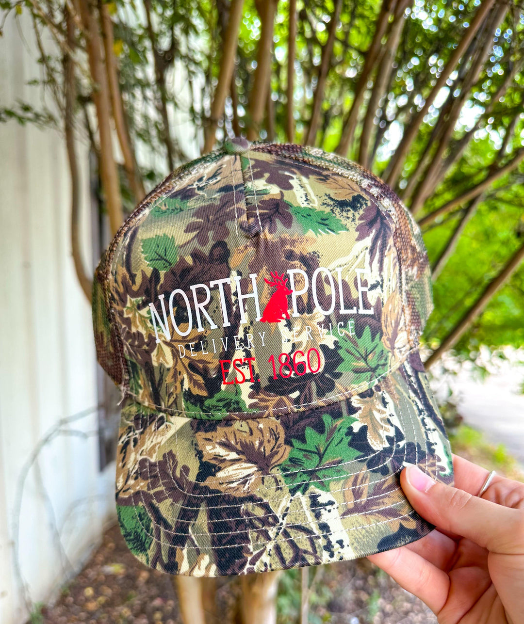 North Pole Delivery Service Canvas Camo Trucker