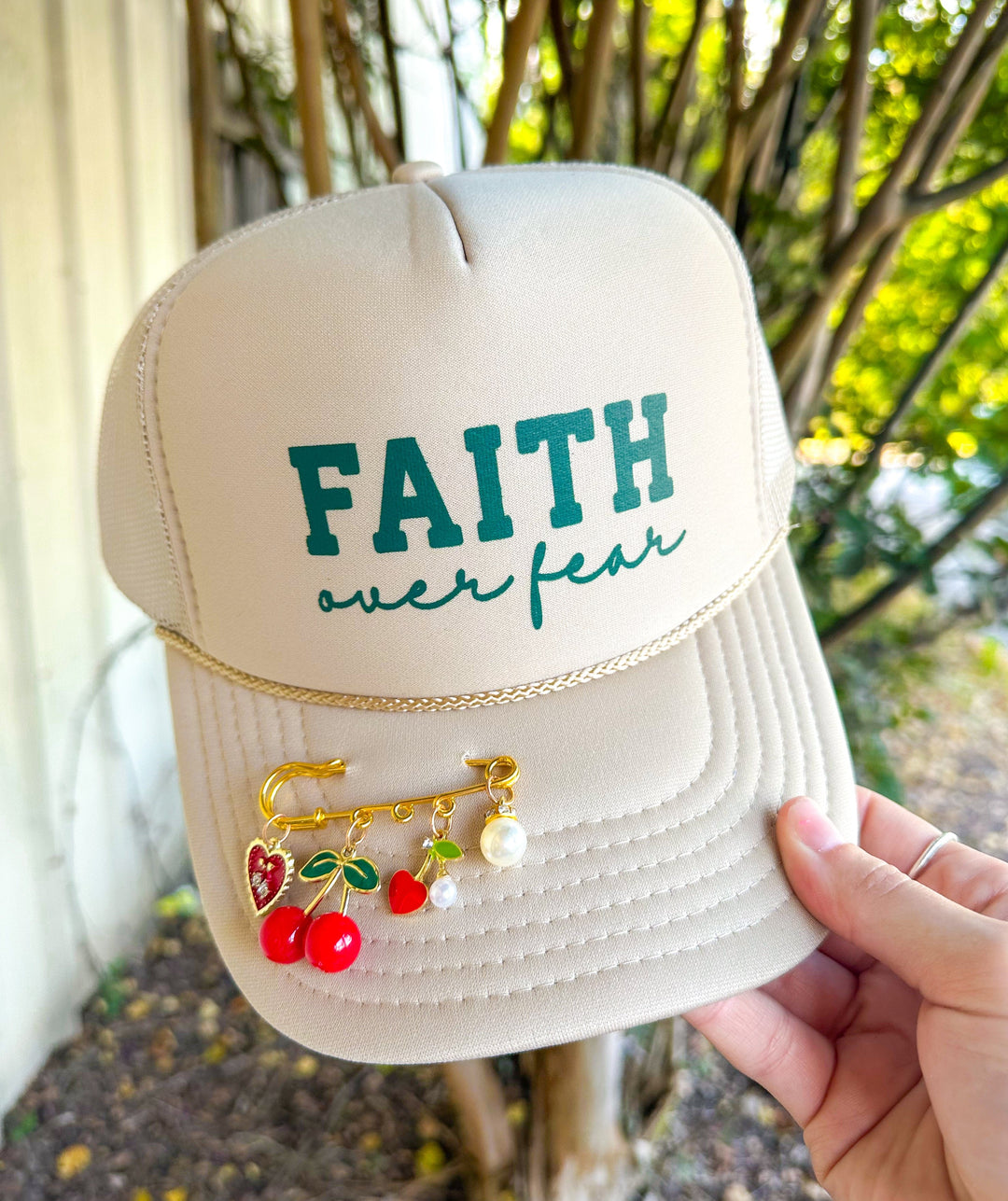 Faith Over Fear Khaki Trucker