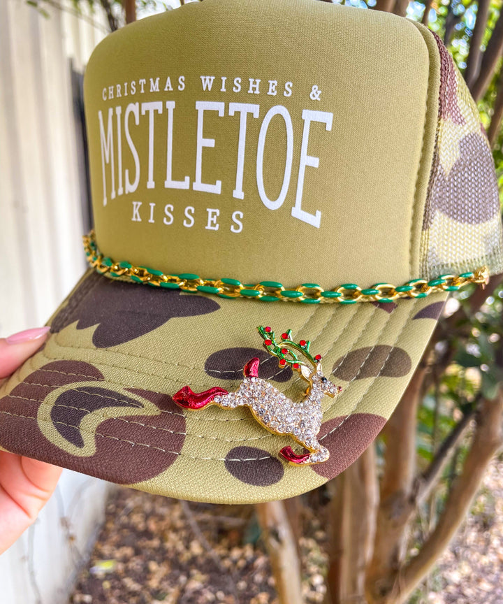 Christmas Wishes & Mistletoe Kisses Two Tone Camo Trucker