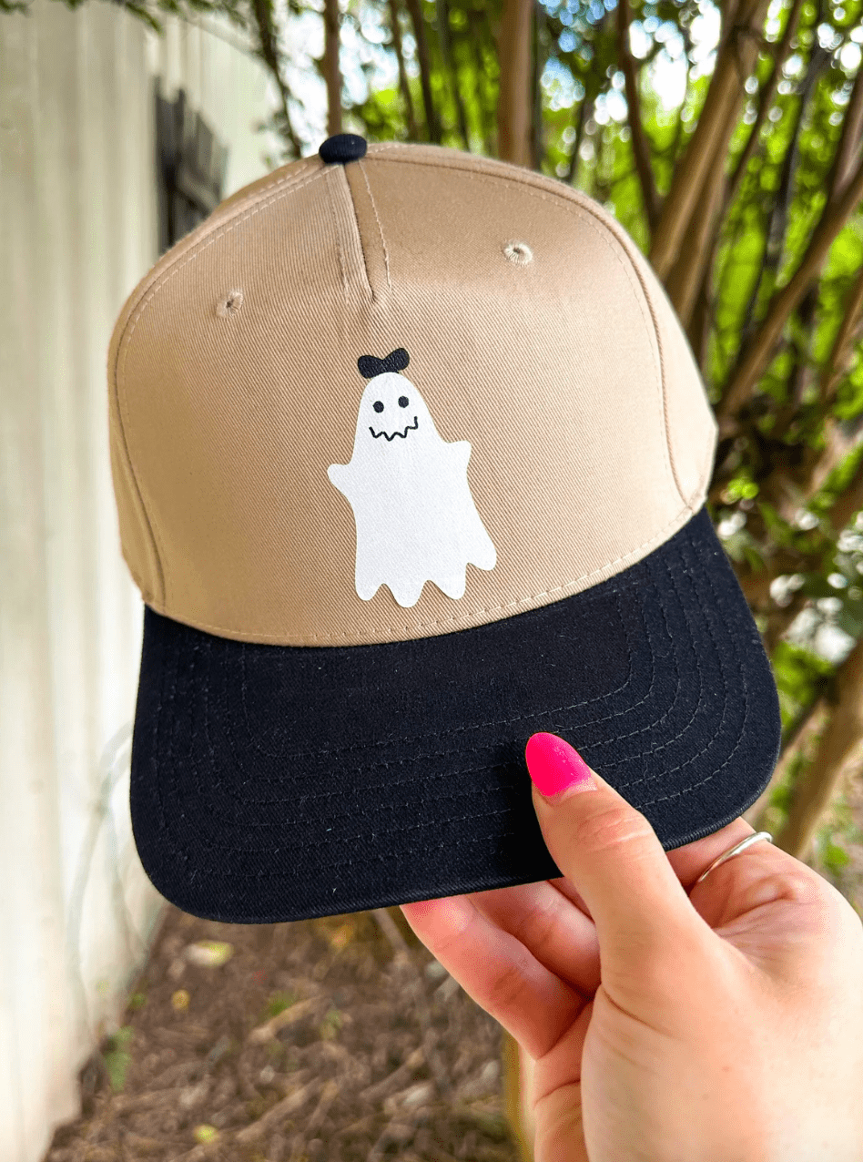 Girly Ghost Tan/Black Canvas Trucker Hat