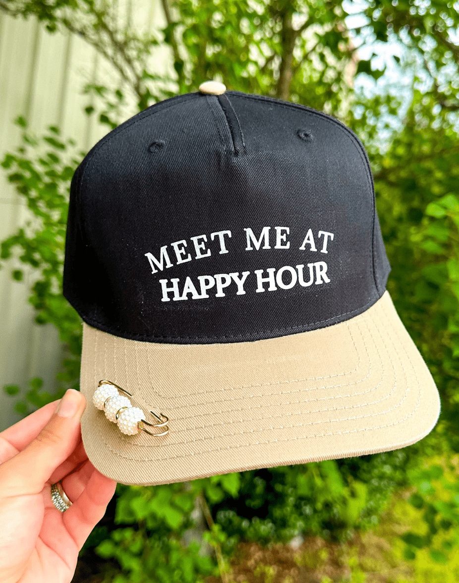 Meet Me At Happy Hour Canvas Trucker Hat