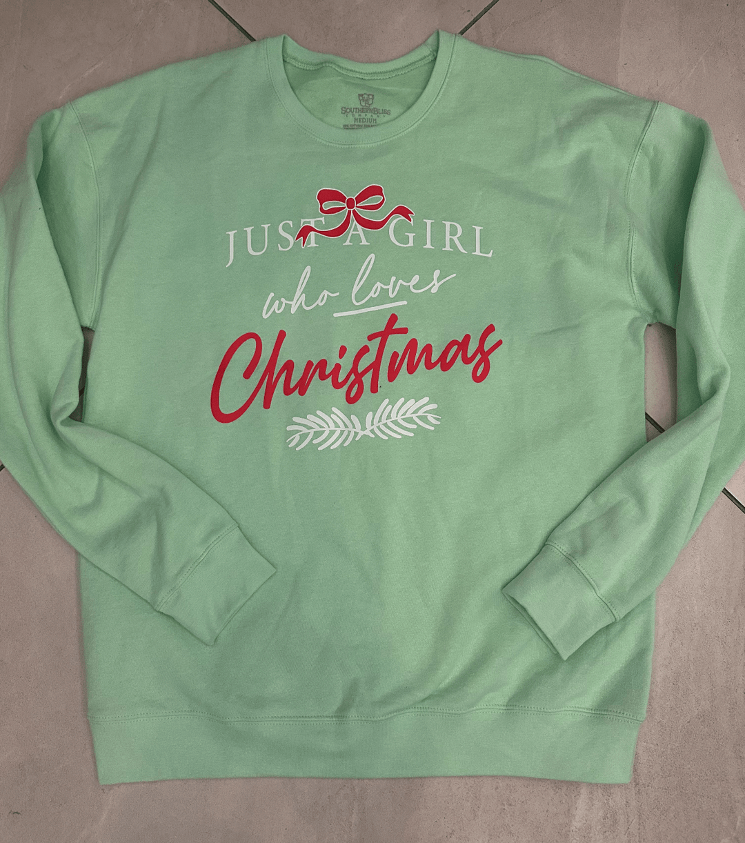 Just Girl Who Loves Christmas Mint Sweatshirt