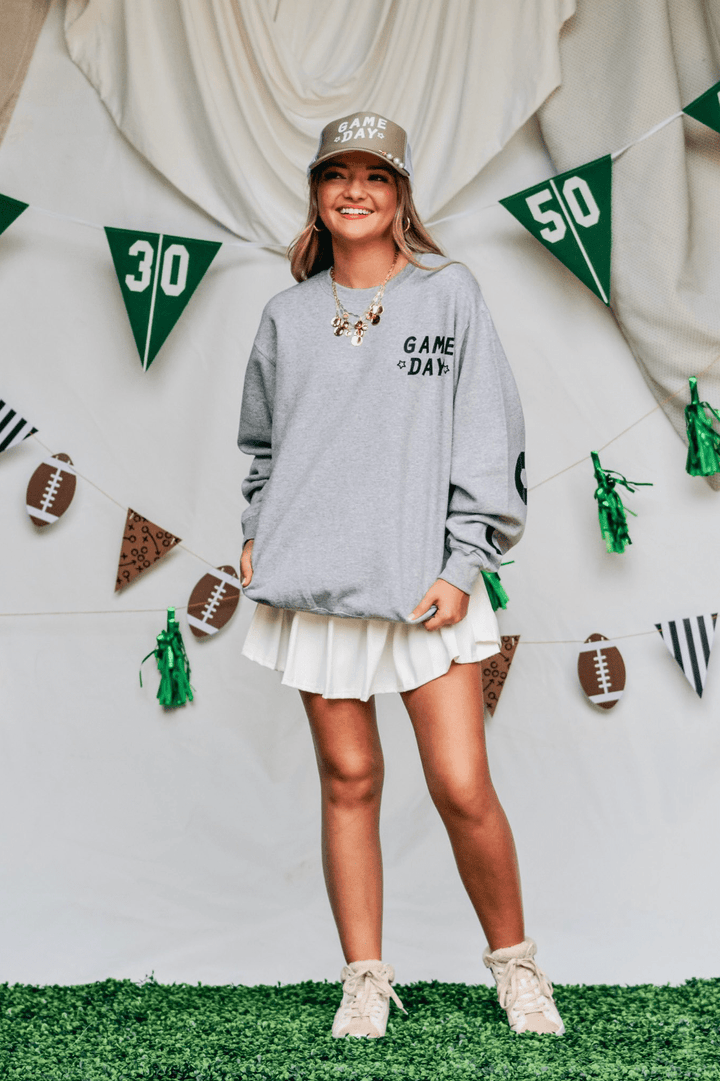 Game Day Football Lt Gray Sweatshirt