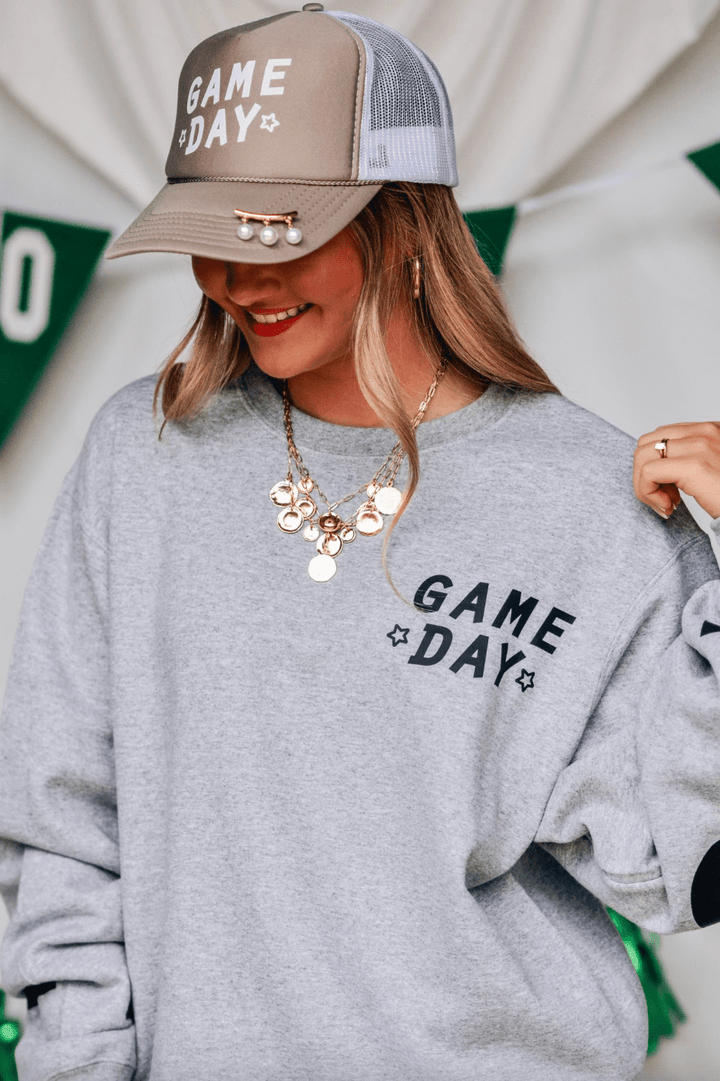 Game Day Football Lt Gray Sweatshirt