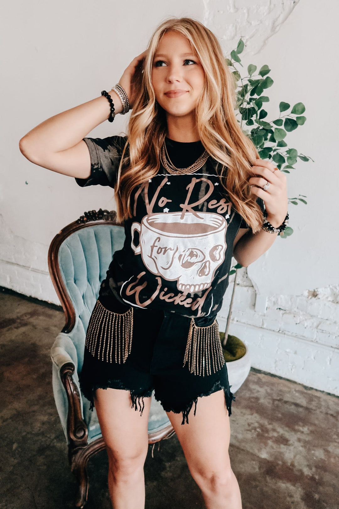 No Rest For The Wicked Bleached Tee