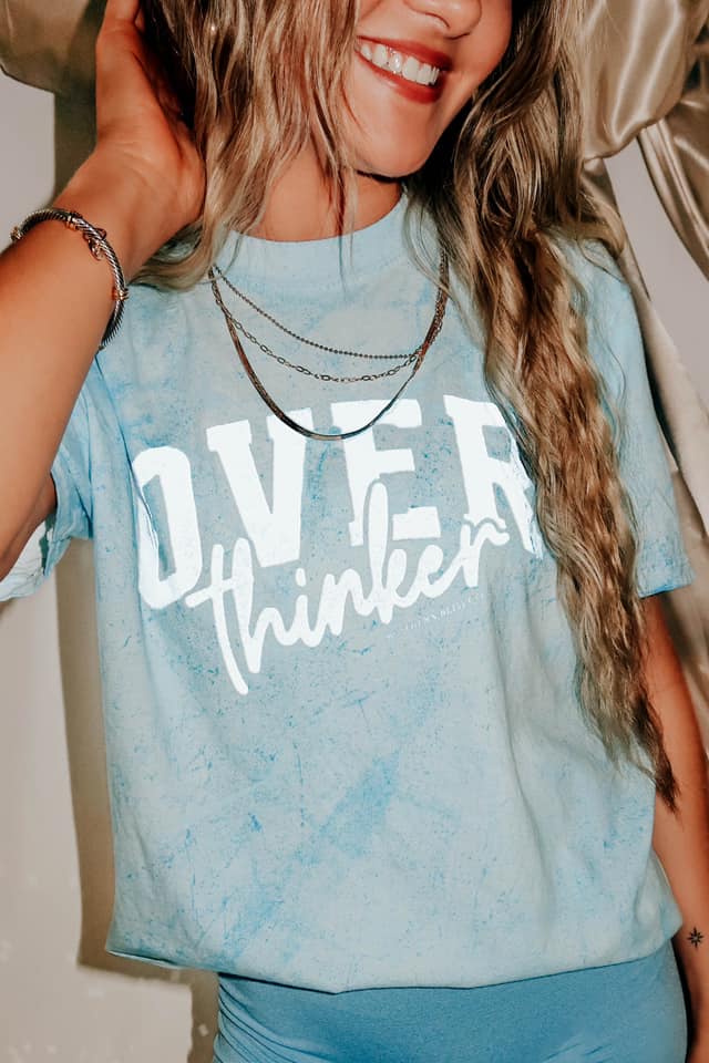 Over Thinker Blue Tie Dye Tee