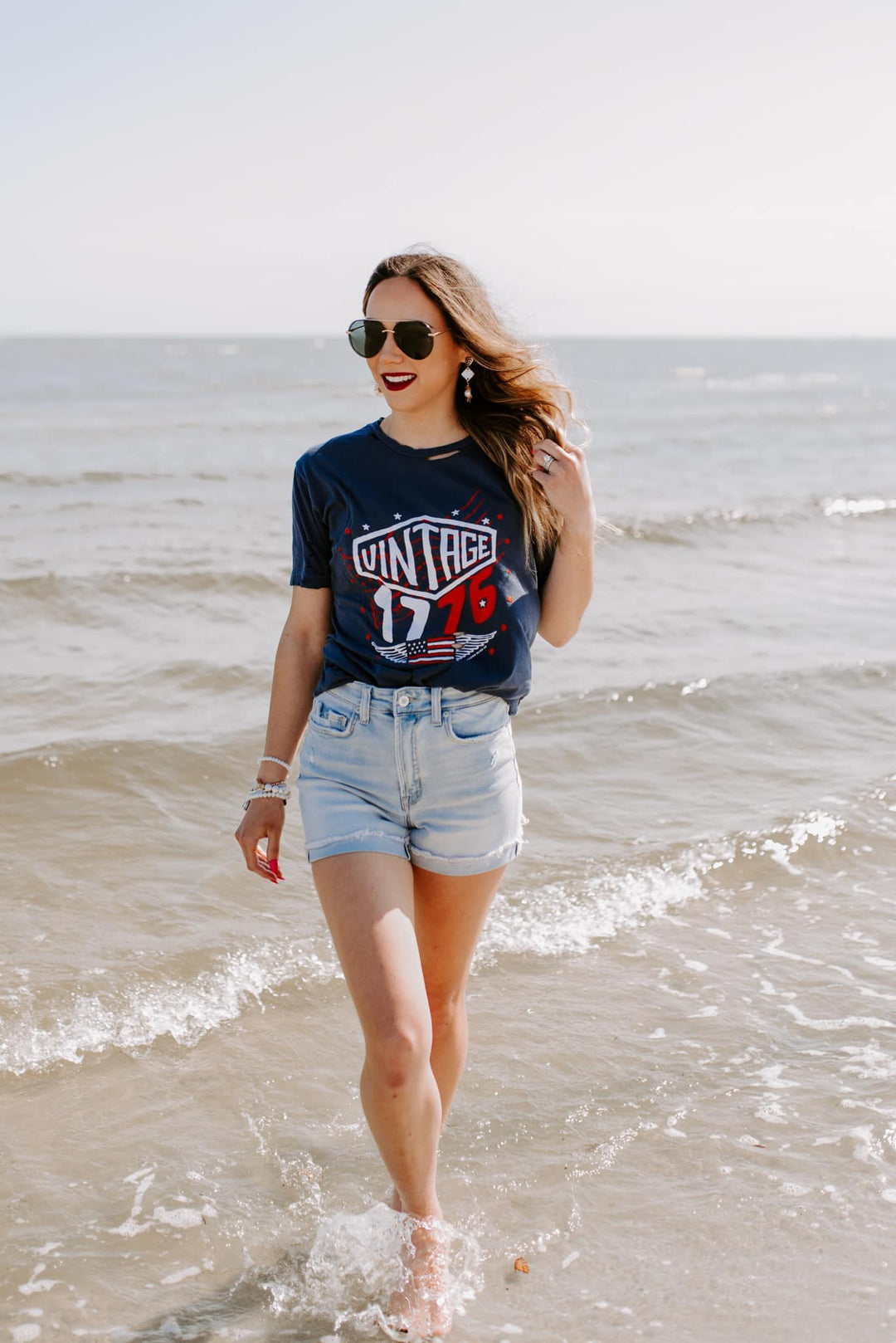 Vintage 1776 Navy Destroyed Cut Tee