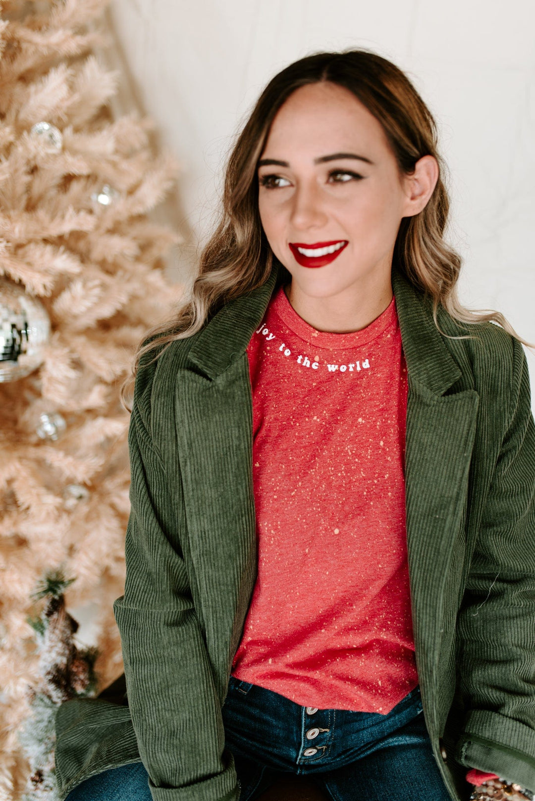Joy to the World Bleached Red Longsleeve
