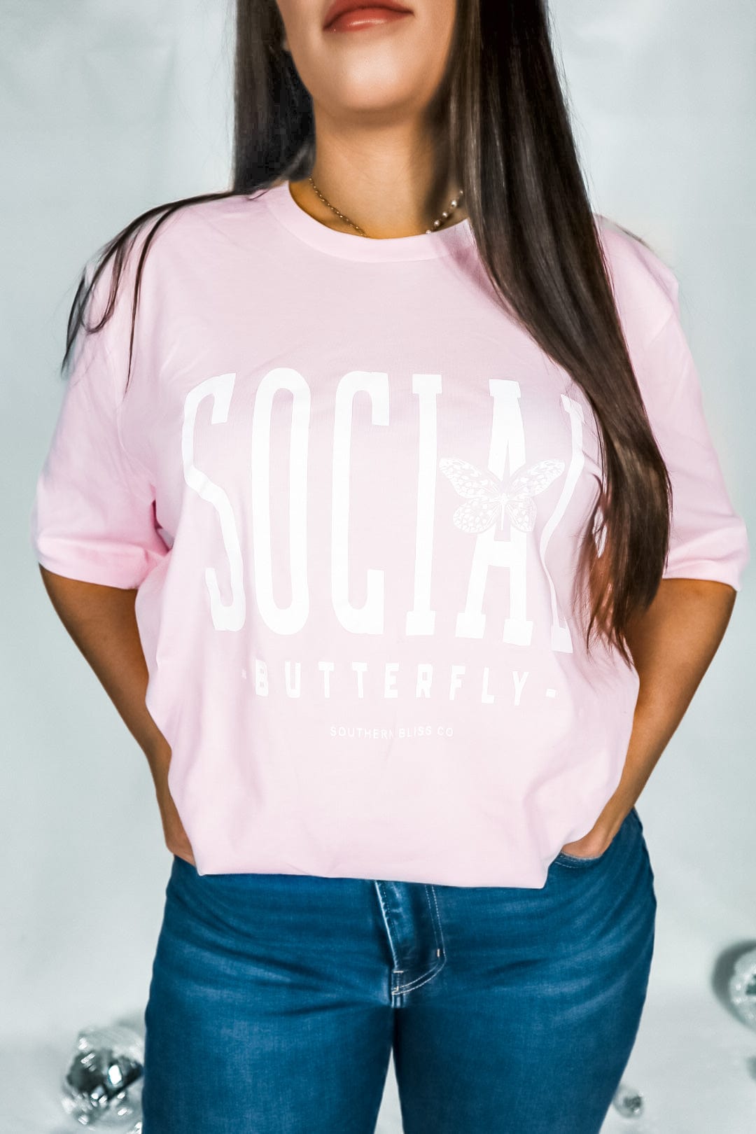 Social Butterfly Light Pink Shortsleeve