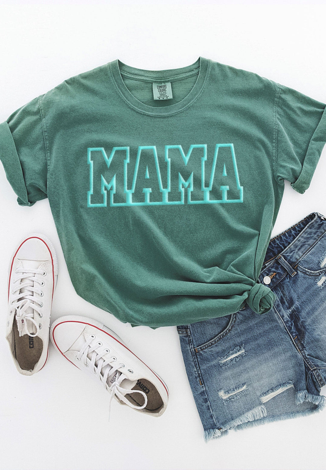 MAMA Outline Puff Lt Green Tee