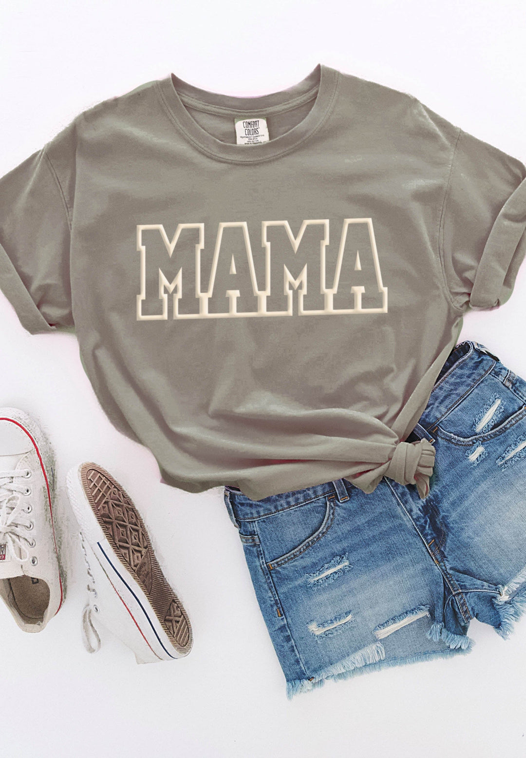 MAMA Outline Puff Sandstone Tee
