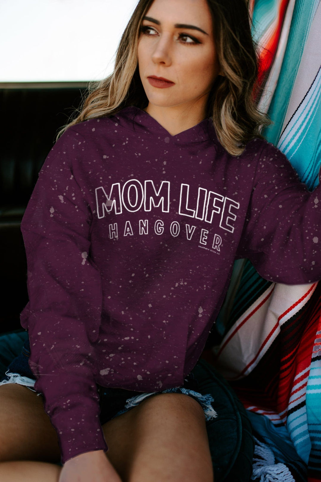 Mom Life Hangover Bleached Hoodie