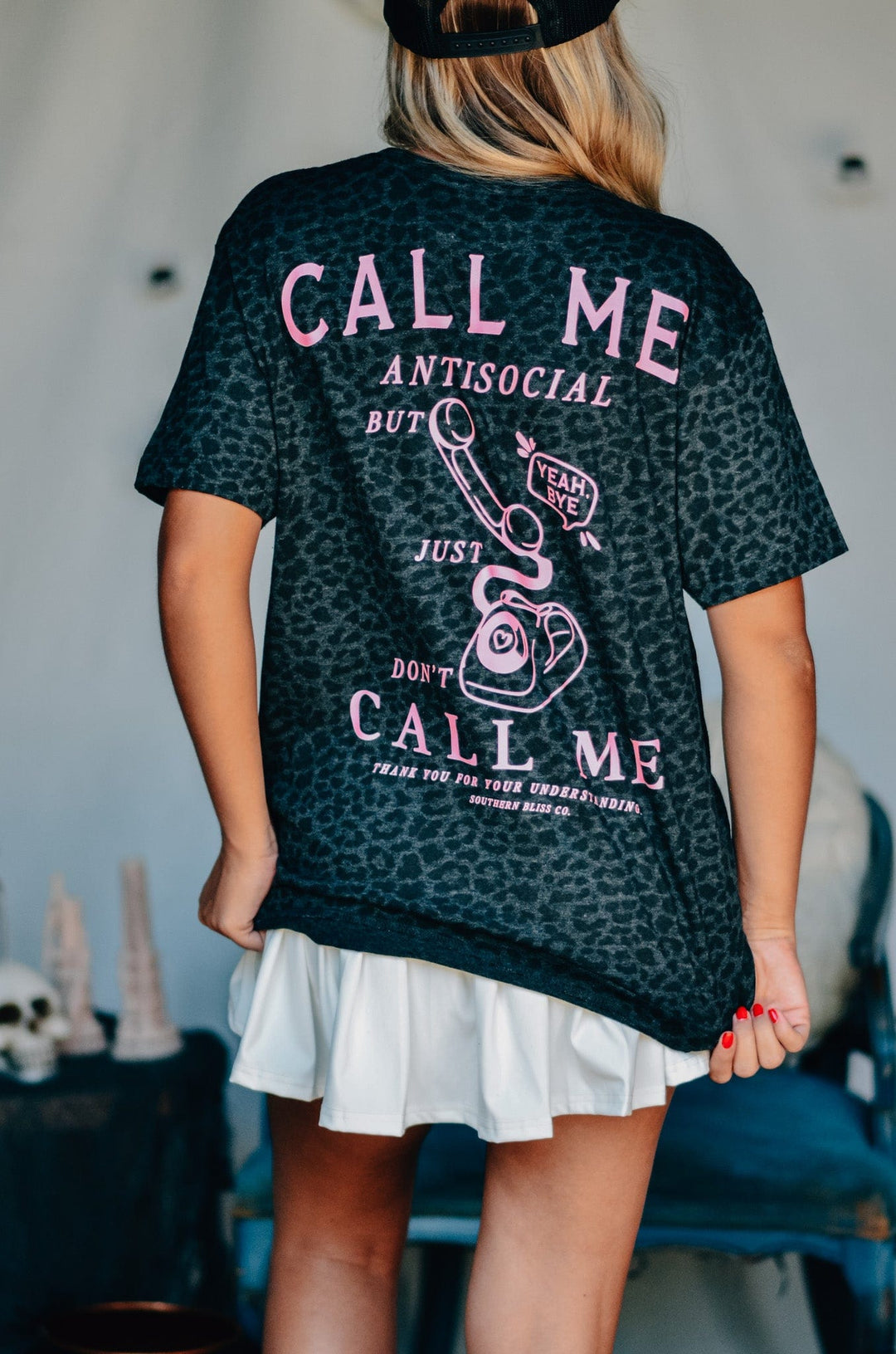 Call Me Antisocial Leopard Tee